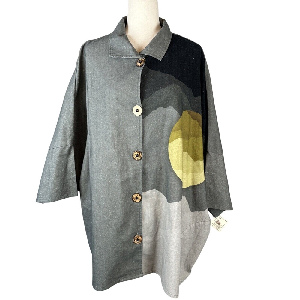 Cupcake International Lagenlook Oversized Jacket OS Cotton Sun Art to Wear